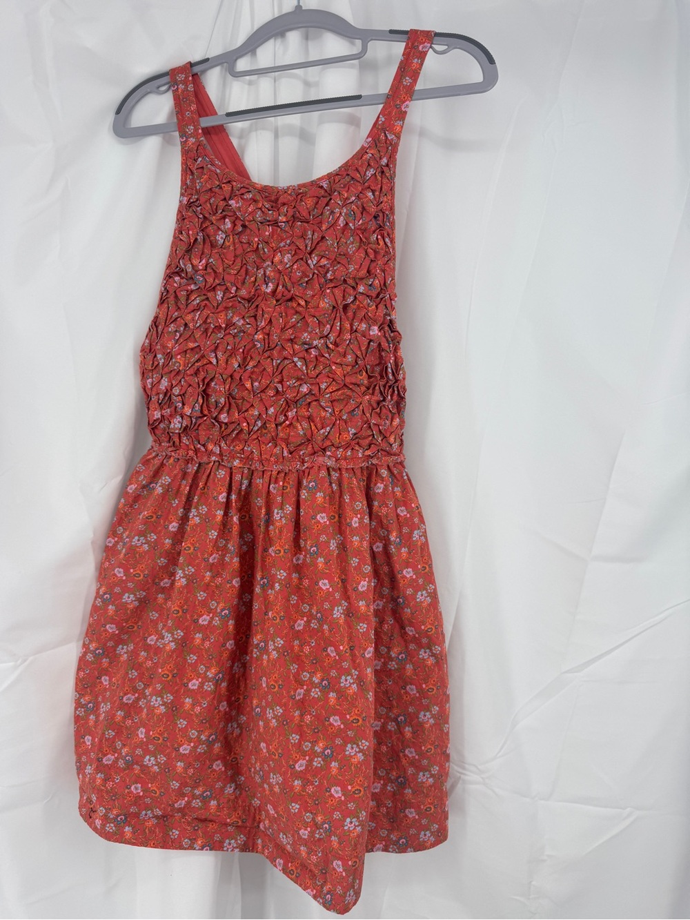 Free People Red Floral Smocked Apron Mini Dress